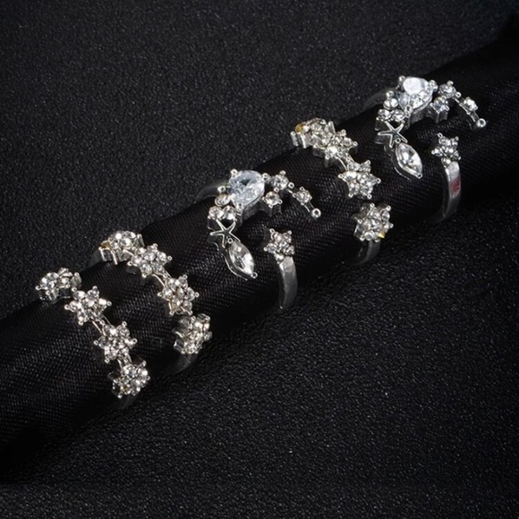 🆕3/$30 Silver 5pc Moon & Flower Ring Set - Picture 4 of 5